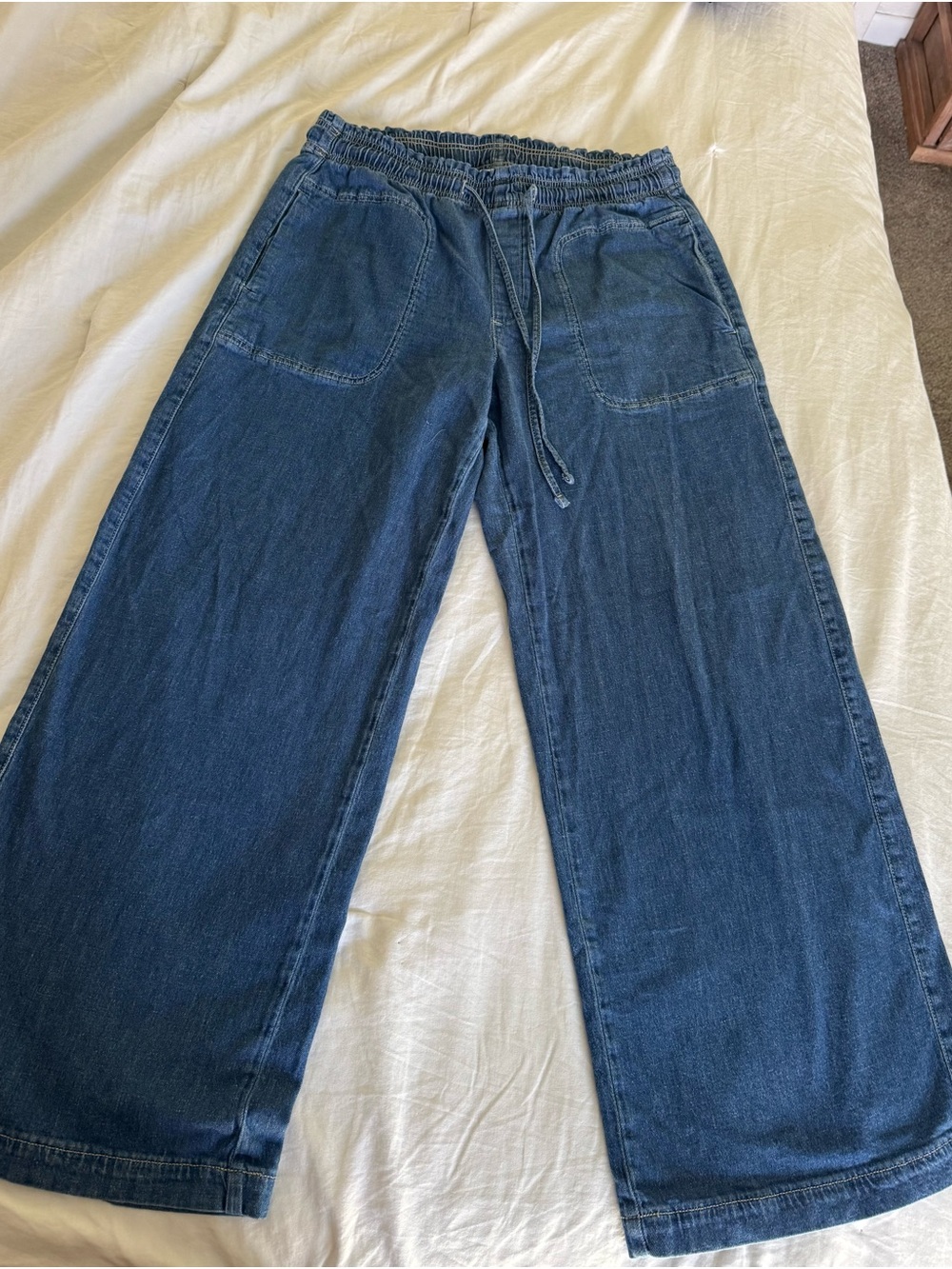 American Eagle Outfitters Women's High-Rise Wide-Leg Jeans - Dark Blue
